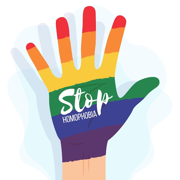 Free Vector Stop Homophobia With Rainbow Hand