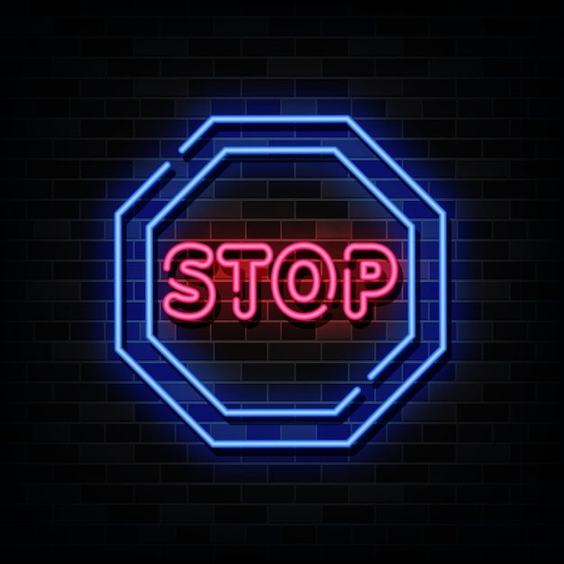 Premium Vector | Stop neon sign . design template neon sign