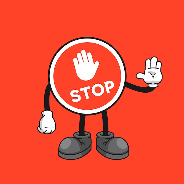 Download Free Stop Sign Cartoon Character With A Stop Hand Gesture Premium Vector Use our free logo maker to create a logo and build your brand. Put your logo on business cards, promotional products, or your website for brand visibility.