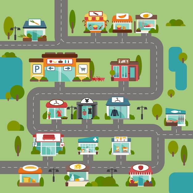 Free Vector | Store building road