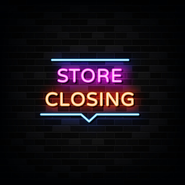 Premium Vector | Store closing neon signs