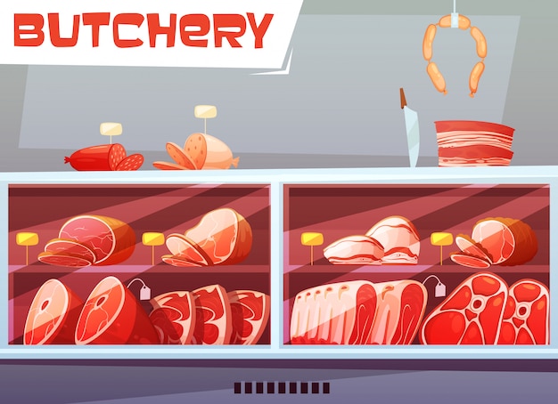 Free Vector | Storefront of butchery shop