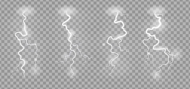 Premium Vector Storm Lightnings Blitz Realistic Electric Sky Lightning With Power Strike Effects Vector Illustration