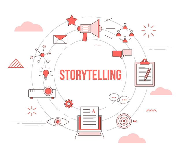 Premium Vector | Storytelling Concept With Icon Set Template Banner