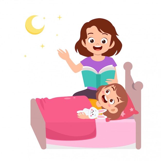 Storytime with her mother Premium Vector