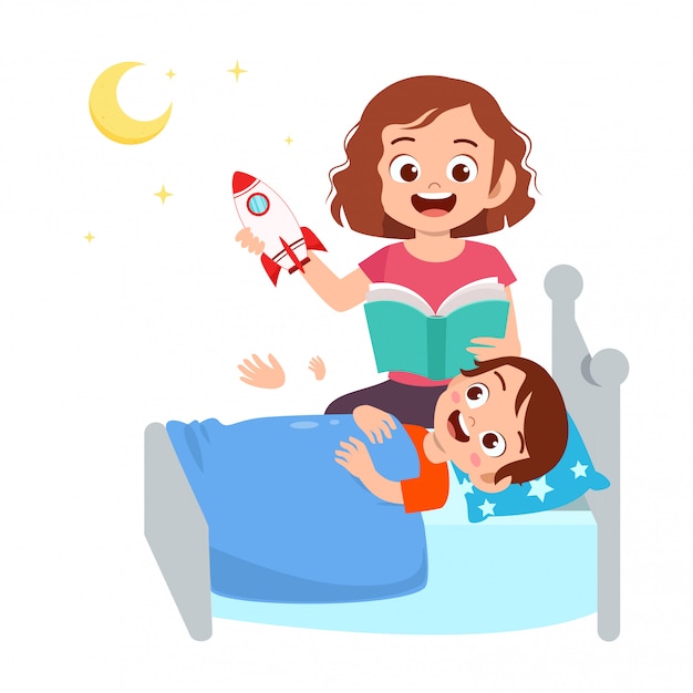 Storytime with his mother Premium Vector