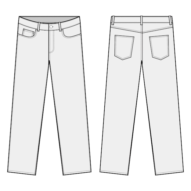 Straight leg pants fashion flats template | Premium Vector