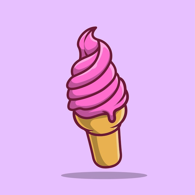 Premium Vector | Strawberry flavored ice cream cartoon icon illustration