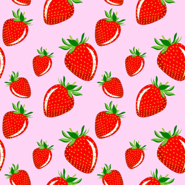 Premium Vector | Strawberry fruit food healthy fresh organic seamless ...