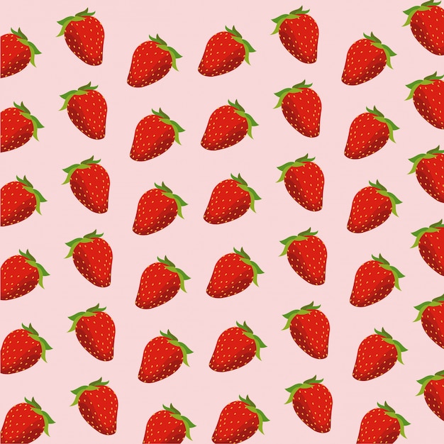 Premium Vector | Strawberry fruit seamless pattern