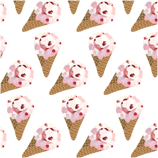 Strawberry ice cream pattern background