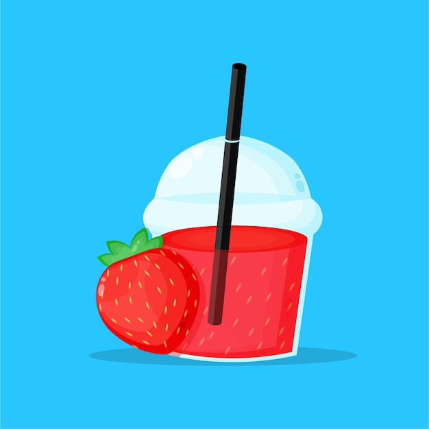 Premium Vector Strawberry Juice In Plastic Icon