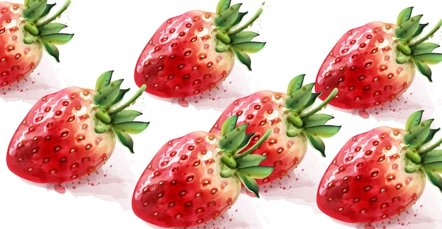 Download Strawberry pattern watercolor | Premium Vector