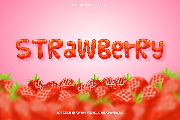 Premium Vector | Strawberry Text Effect Instant Style