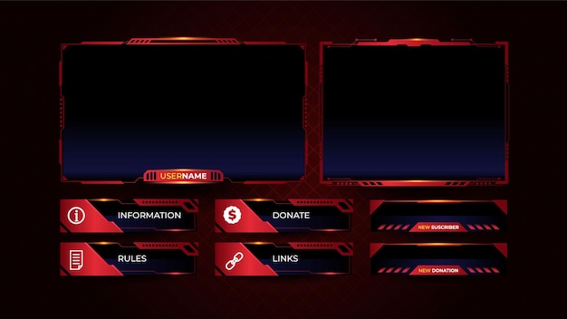 Free Vector | Streaming panel overlay design template