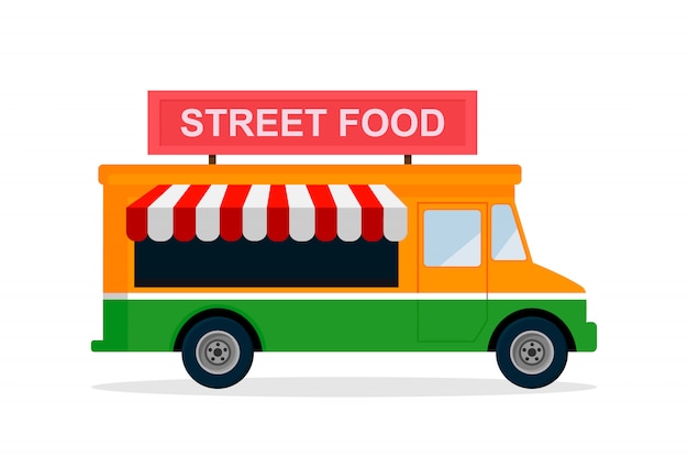 Premium Vector | Street food truck. vector illustration flat design.