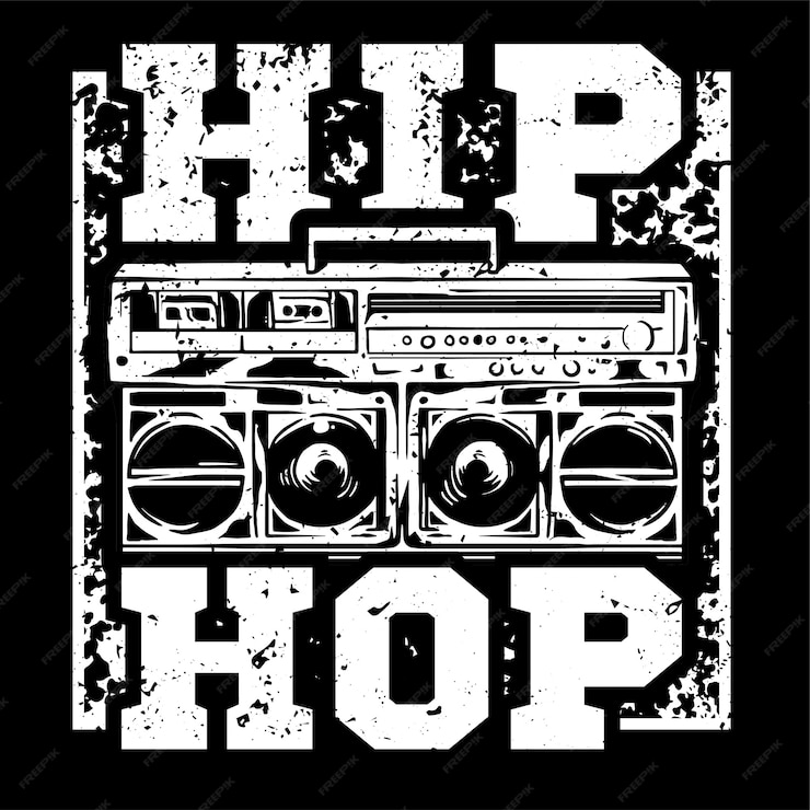 Premium Vector | Street style black white print with big boombox for ...