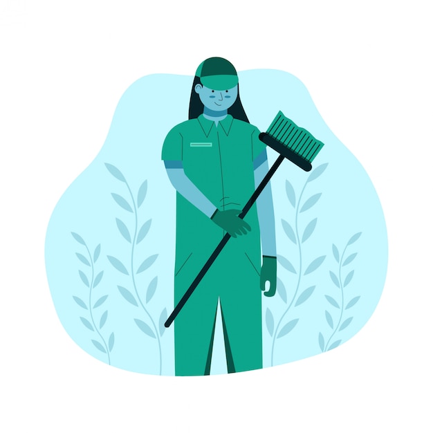 Premium Vector | Street sweeper character concept illustration