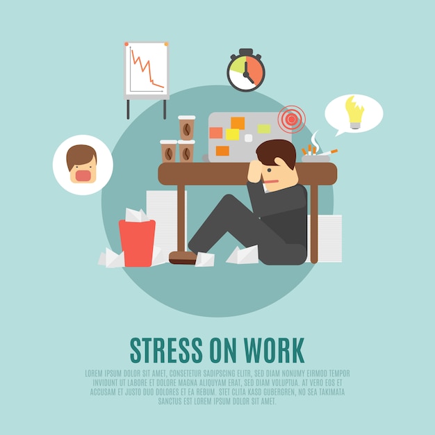 Stress on work flat icon | Premium Vector