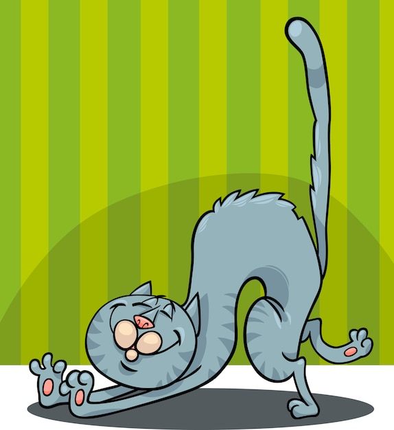 Premium Vector Stretching cat cartoon