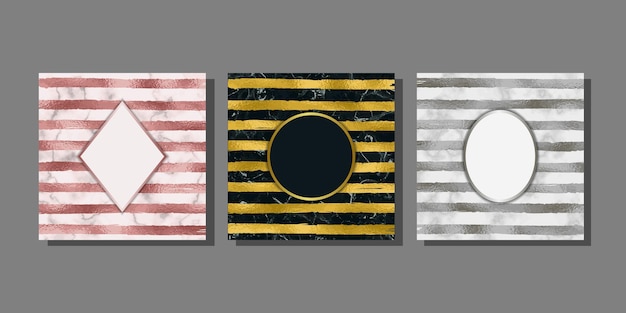 Stripe from foil and marble templates set Premium Vector