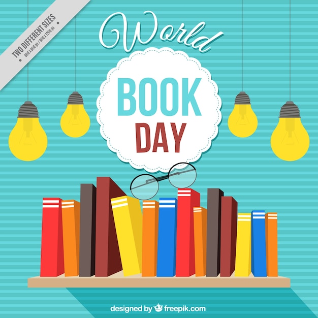 Striped background with books on a shelf Free Vector