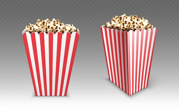 Download Striped paper box with popcorn isolated on white ...