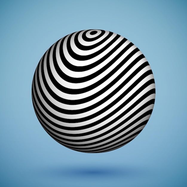 Premium Vector | Striped sphere on blue background