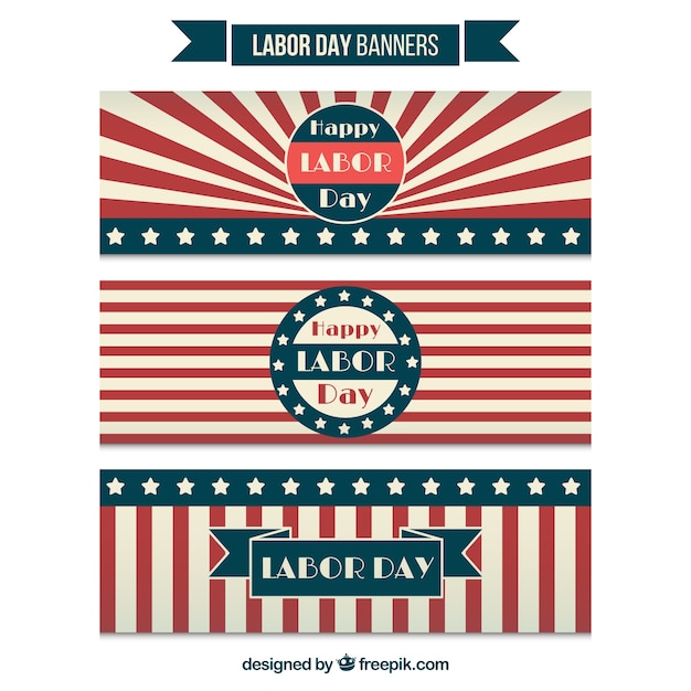 Stripes labor day banners collection