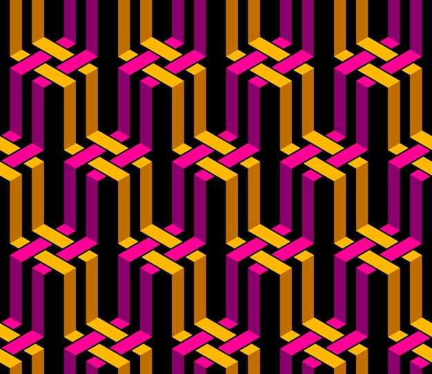 Premium Vector Stripy Mesh Weaving Cubes Seamless Pattern D