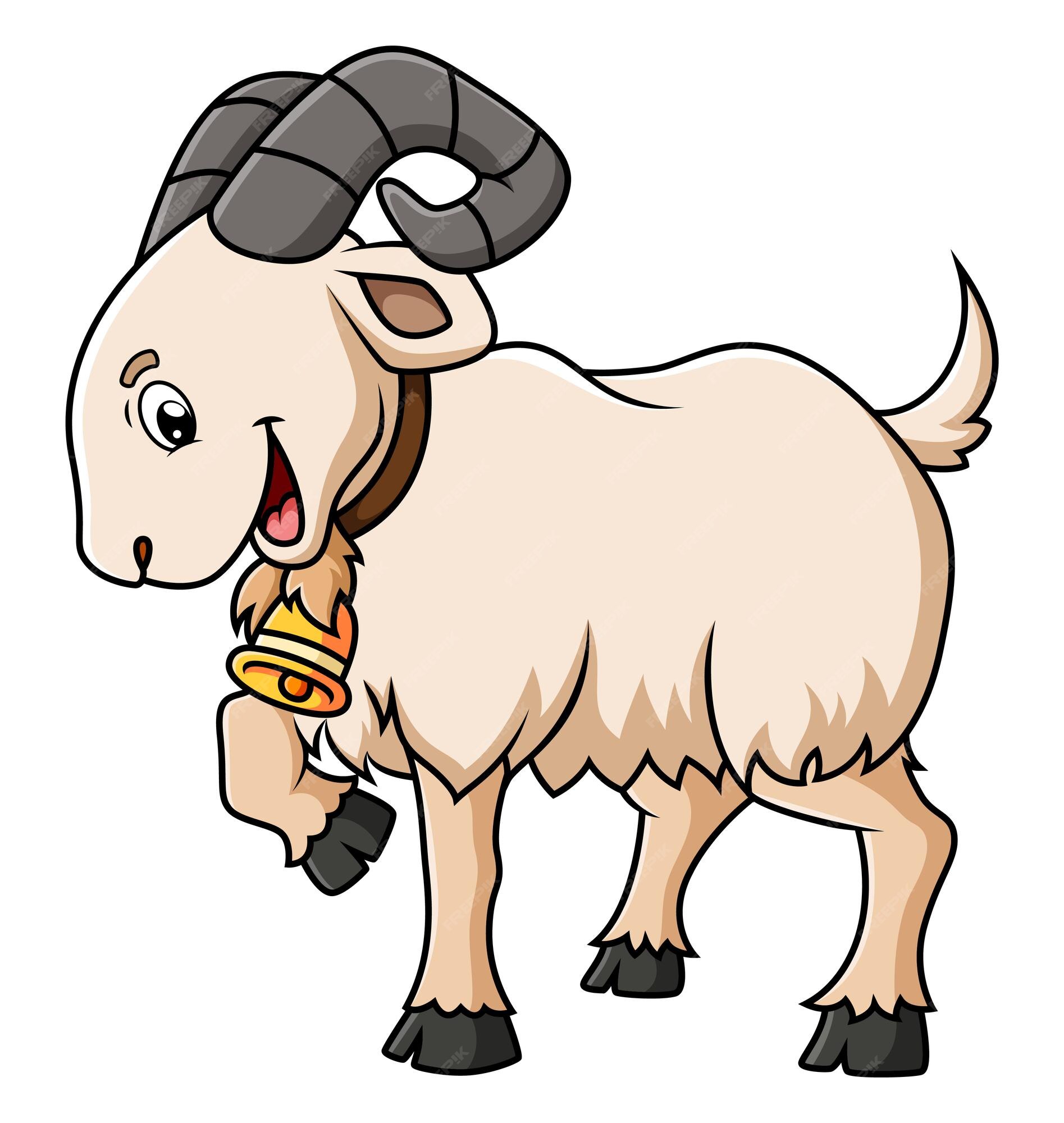 Premium Vector | The strong goat with the thick fur is stepping of ...