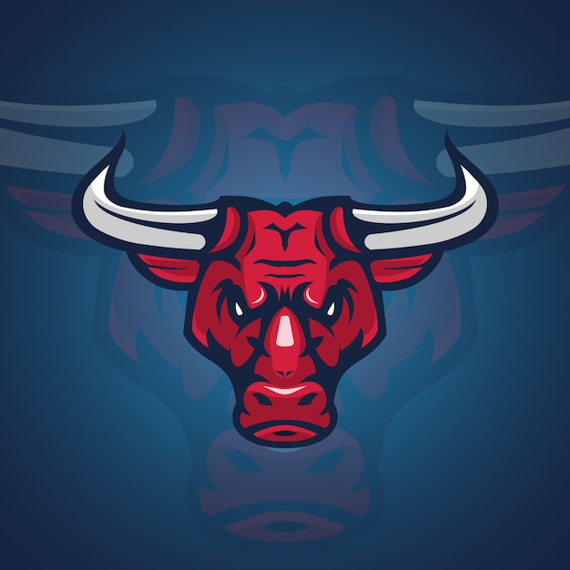 Premium Vector | Strong violent of red bull head