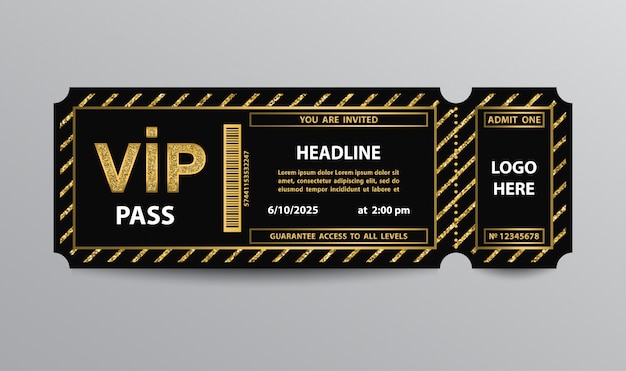 Stub vip pass ticket stub with glittering elements Premium Vector