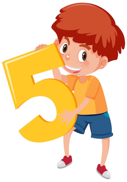 Premium Vector | Student boy holding the number cartoon character ...