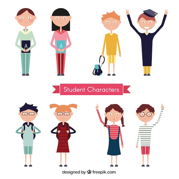 Download Student characters | Free Vector