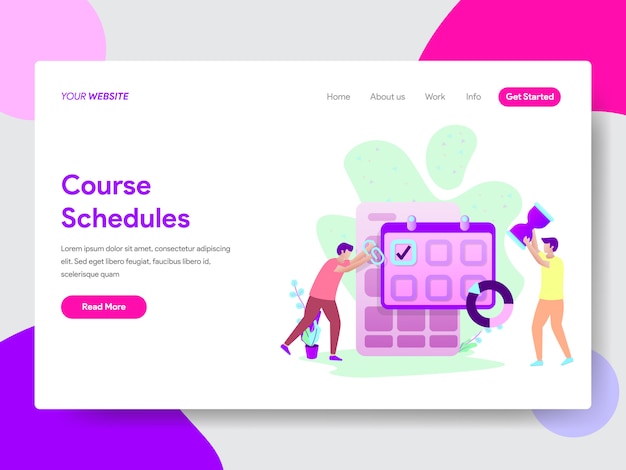 Student course schedule illustration for web pages Premium Vector