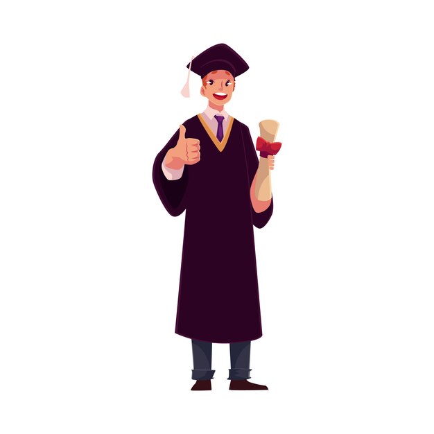 Download Student in graduation gown and cap with diploma | Premium ...