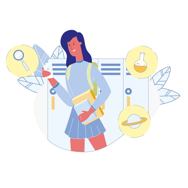 Student waiting lesson flat vector illustration Premium Vector