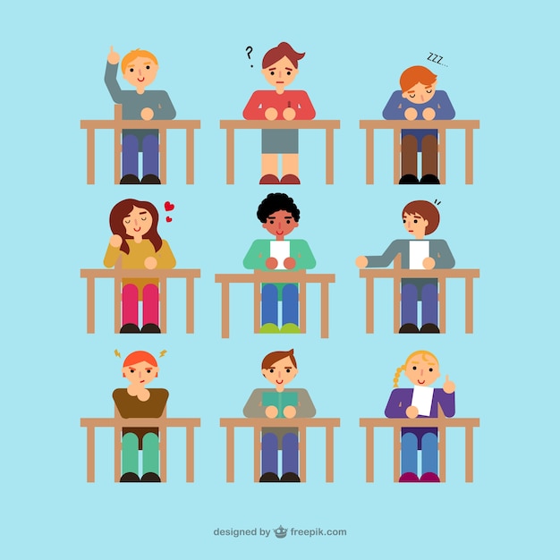 Download Free Vector | Students in class set