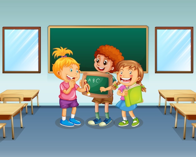 Premium Vector | Students in the classroom background