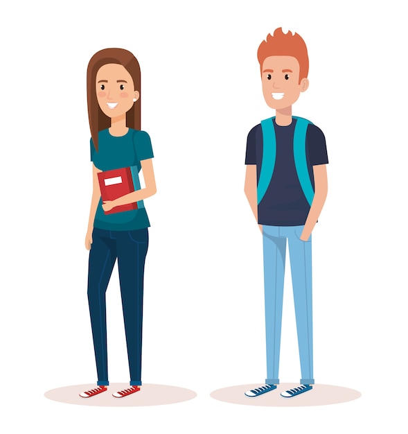 Premium Vector | Students couple with books vector illustration design