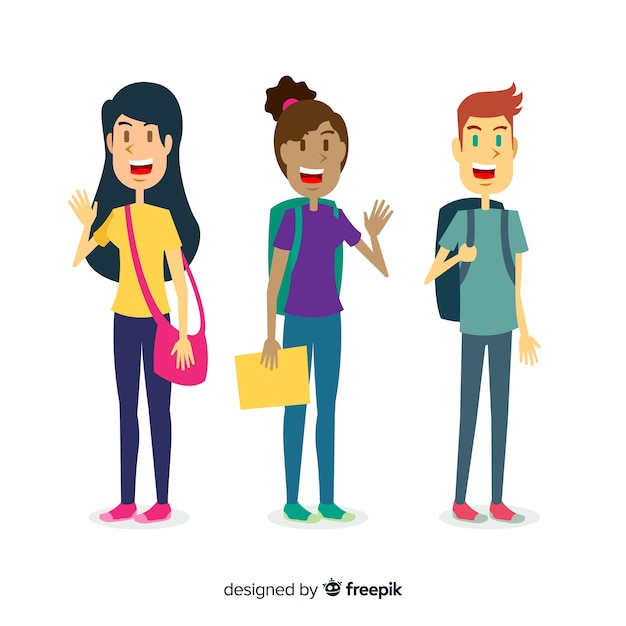 Download Students saying hello Vector | Free Download