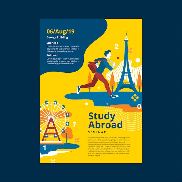 Premium Vector Study abroad template poster