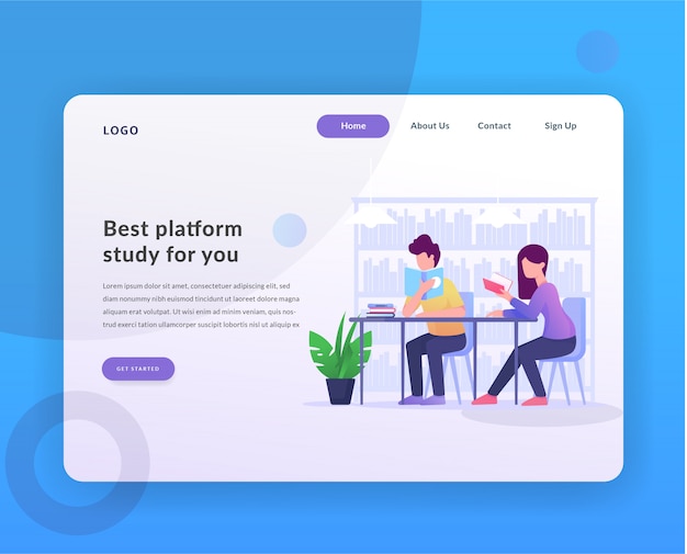 Premium Vector | Study web landing page with illustration