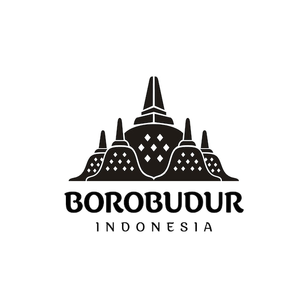 Stupa of borobudur stone temple indonesian heritage silhouette logo