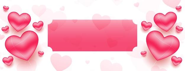 Free Vector | Styligh 3d valentines day hearts banner with text space