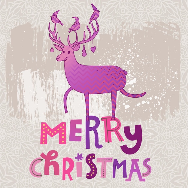 Premium Vector | Stylish merry christmas card in modern violet colors