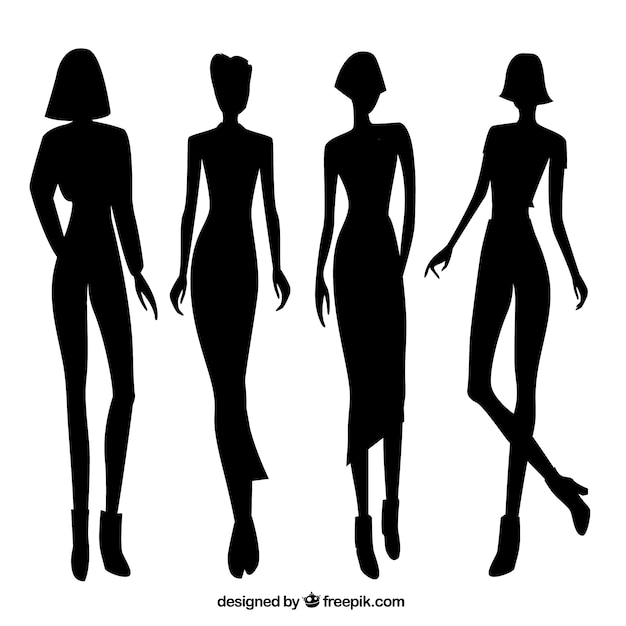 Download Free Vector | Stylish models silhouette
