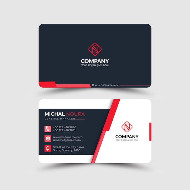 Premium Vector | Stylish modern and clean business card red and black ...