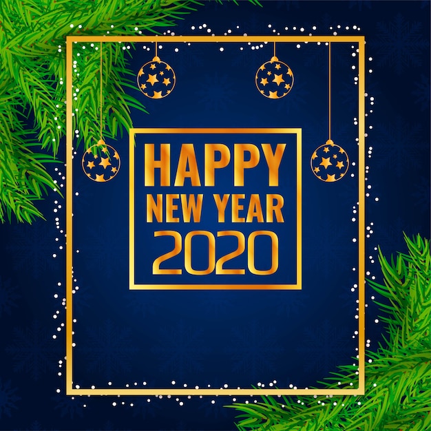 Stylish new year 2020 decorative frame Free Vector